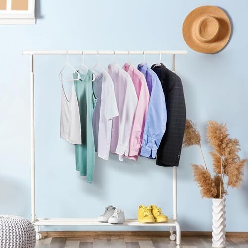 White Plastic Hangers 50 Pack Plastic Clothes Hangers with Hooks Space Saving...