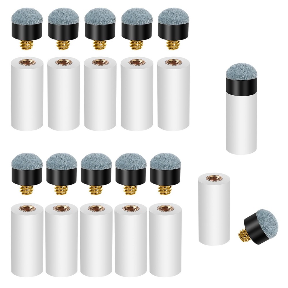 10 Sets Billiard Cues Tips Replacement With White Pool Cue Stick Ferrules New