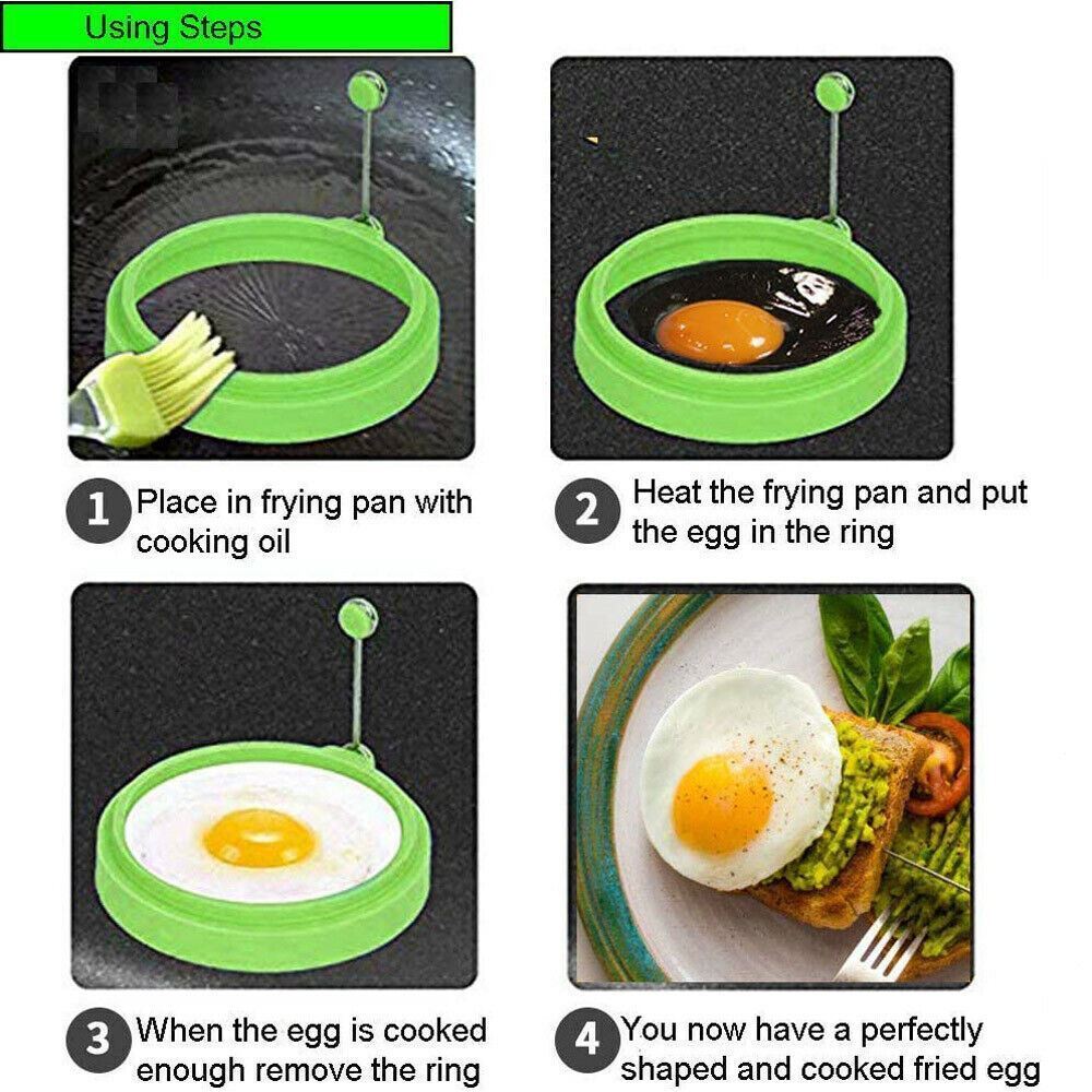 4PCS Silicone Egg Fried Mold Ring Pancake Maker Convenient Kitchen Cooking Tool