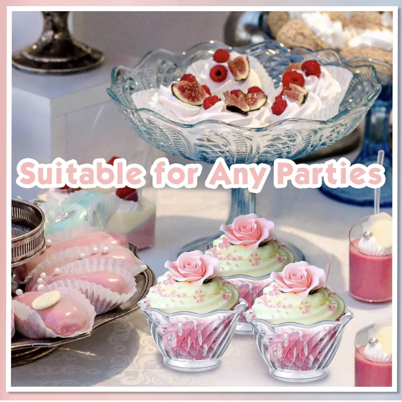 5 oz Clear Plastic Dessert Dish Ice cream Cups Yogurt Bowls