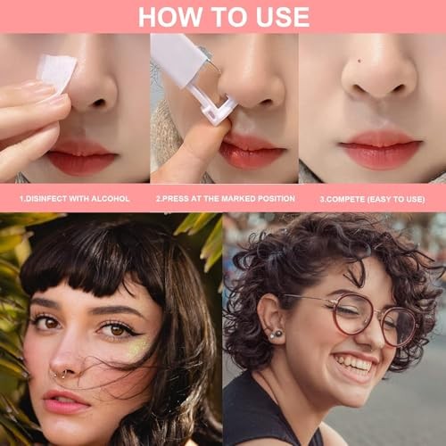 Nose Piercing Kit with Stud Piercing Gun Kit for Nostril Piercings