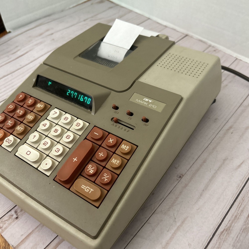 Vintage APF Mark 210 Adding Machine - Tested & Working - With Dust Cover