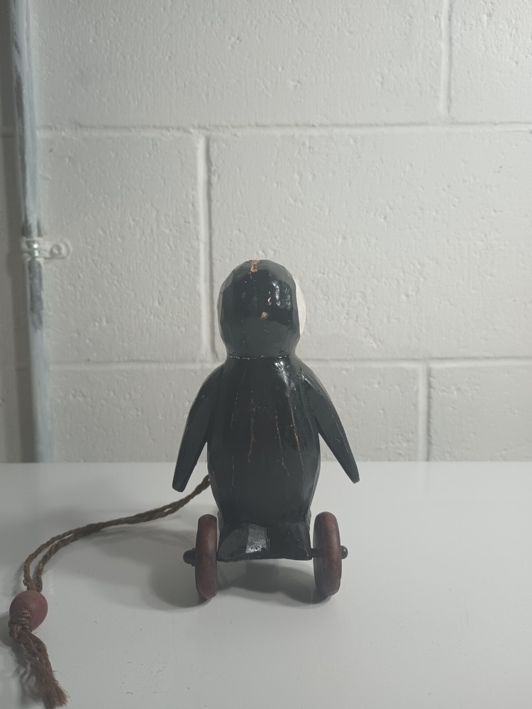 Wooden Pull Toy Penguin 6" Tall