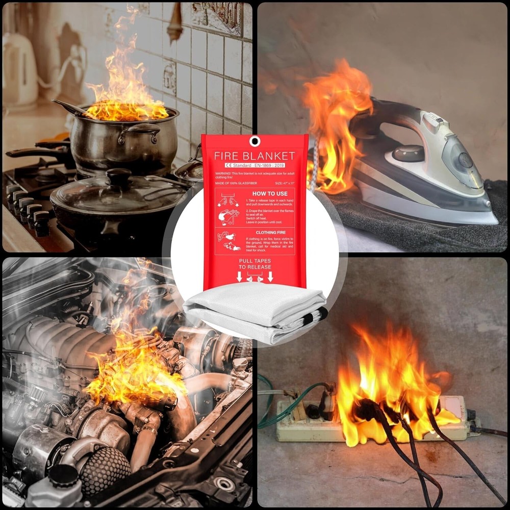 SAFEWAYFIRE Emergency Fire Blanket 6 Pack 47'' X 71'' Fire Suppression
