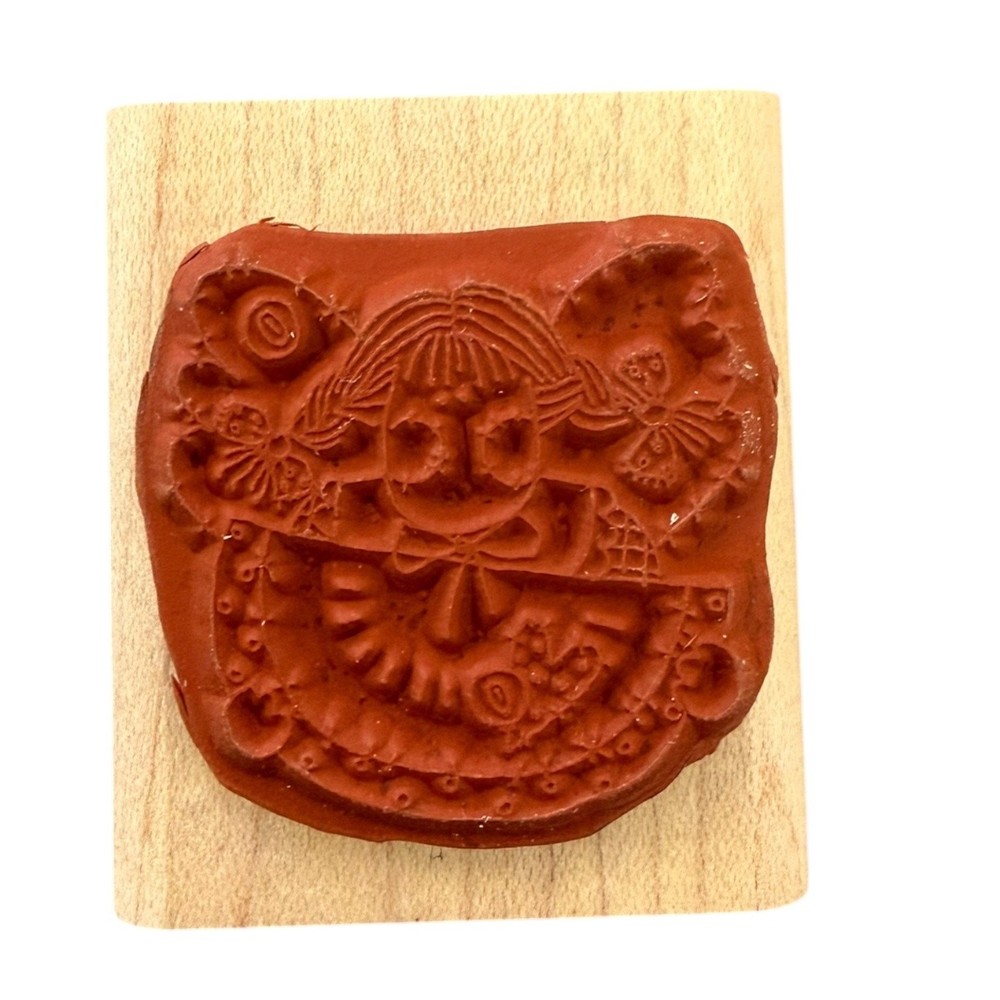 Stampin' Up! Rag Doll Patchwork Angel Watermelon Rubber Stamp EUC
