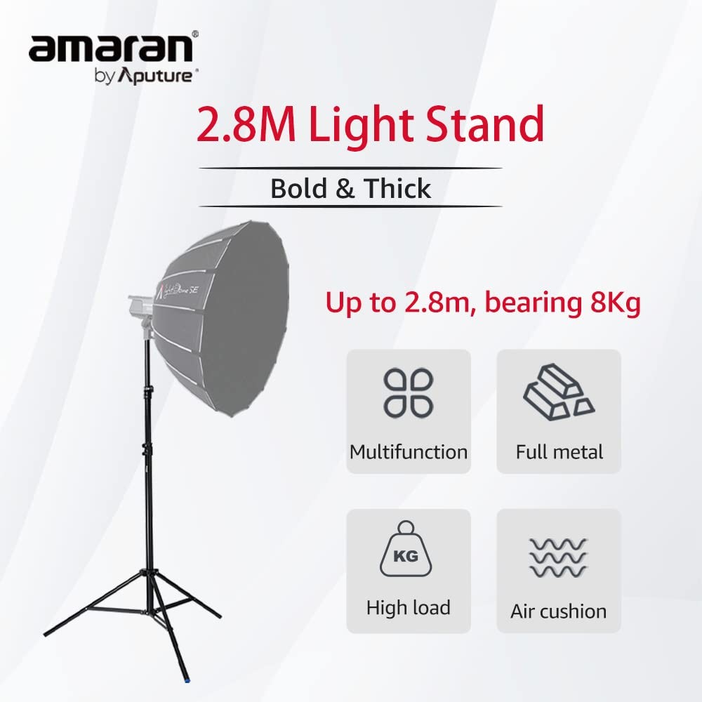 Light Stand Lightweight Thick Aluminium Design with Pneumatic Padding 2.8m