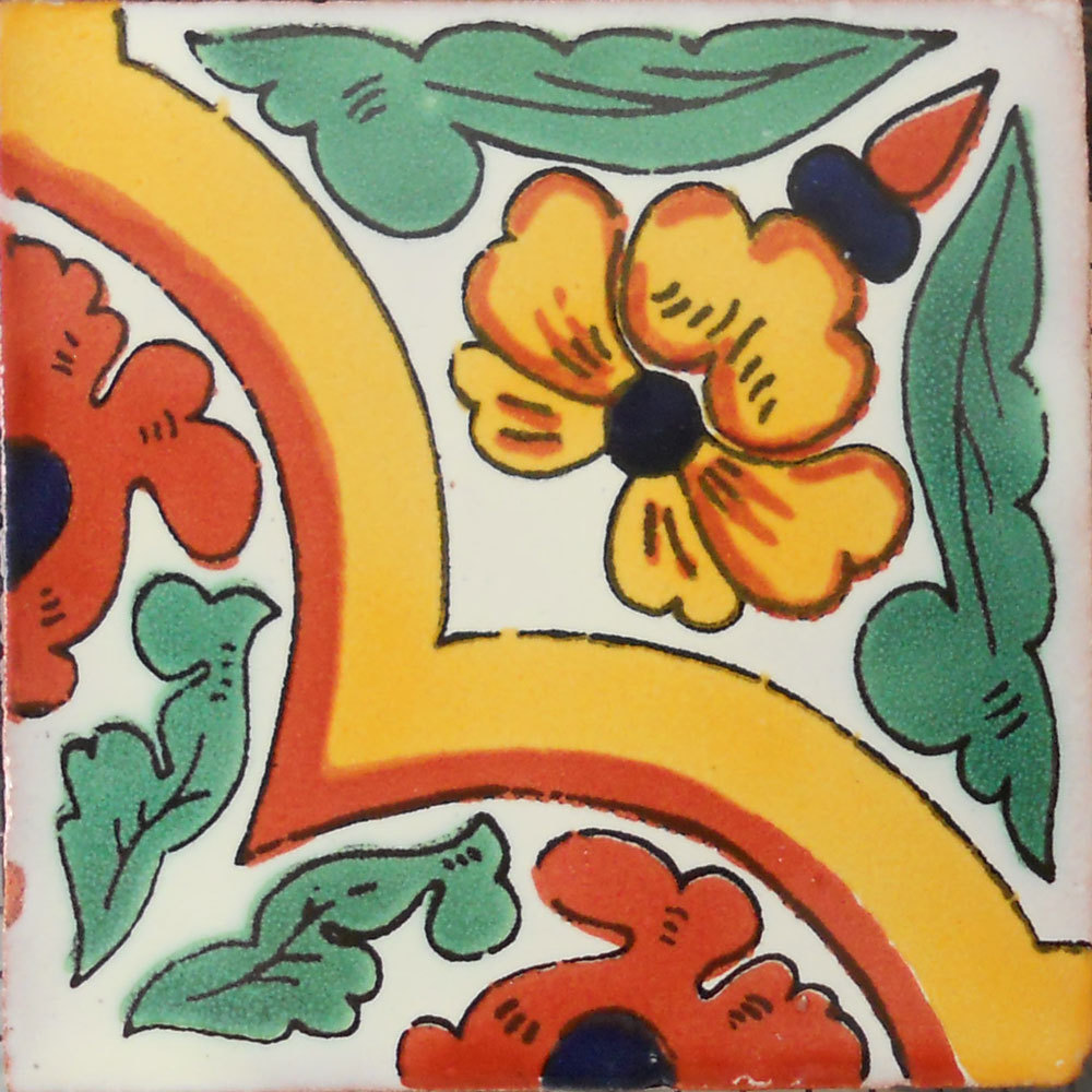 #C052) Mexican Tile sample Ceramic Handmade 4x4 inch, GET MANY AS YOU NEED !!