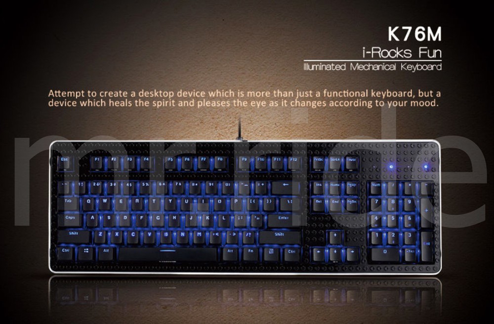 I-ROCKS Illuminated Mechanical Game Brick Keyboard Led Embedded Black