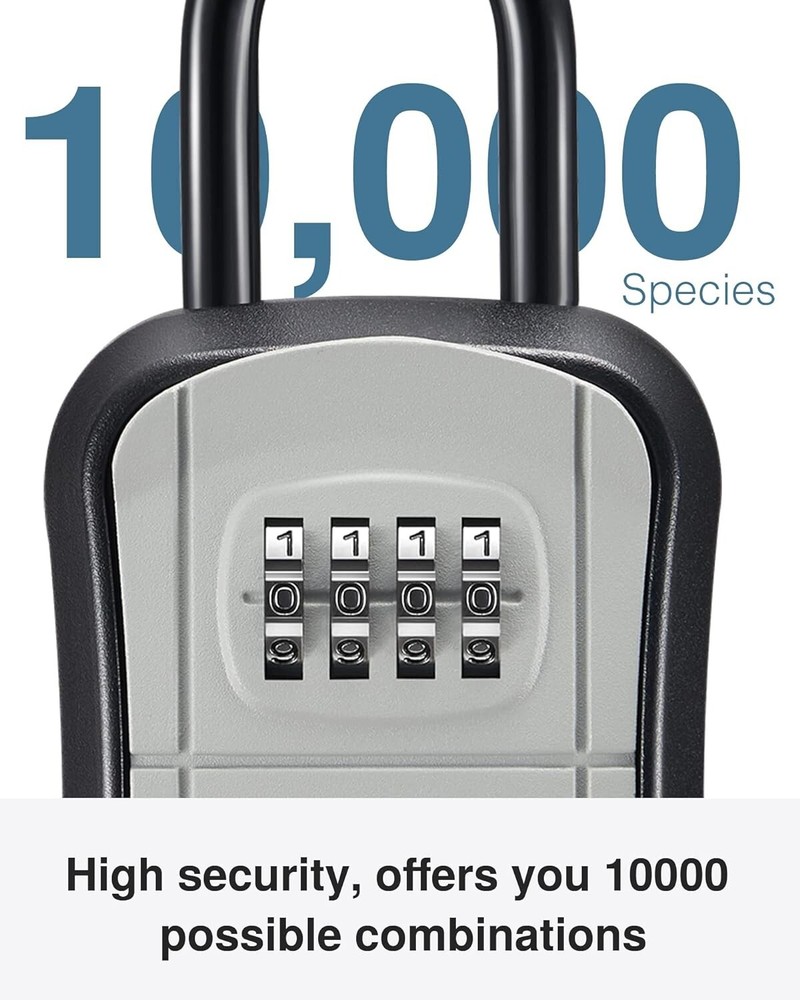 Key Lock Box Portable Combination Lockbox Wall-Mounted Storage Box (2 Pack Gray)