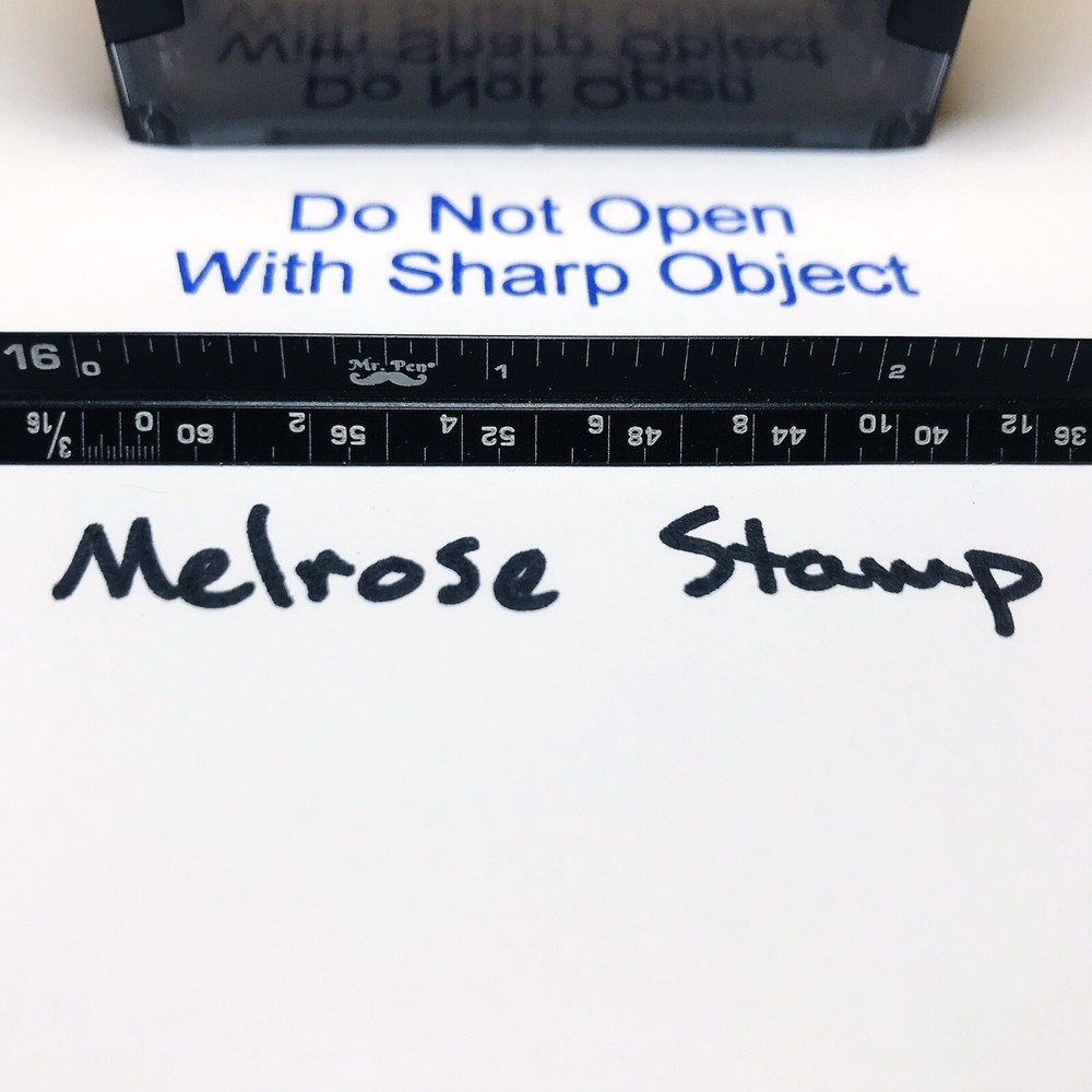 Do Not Open With Sharp Object Rubber Stamp Blue Ink Self Inking Ideal 4913