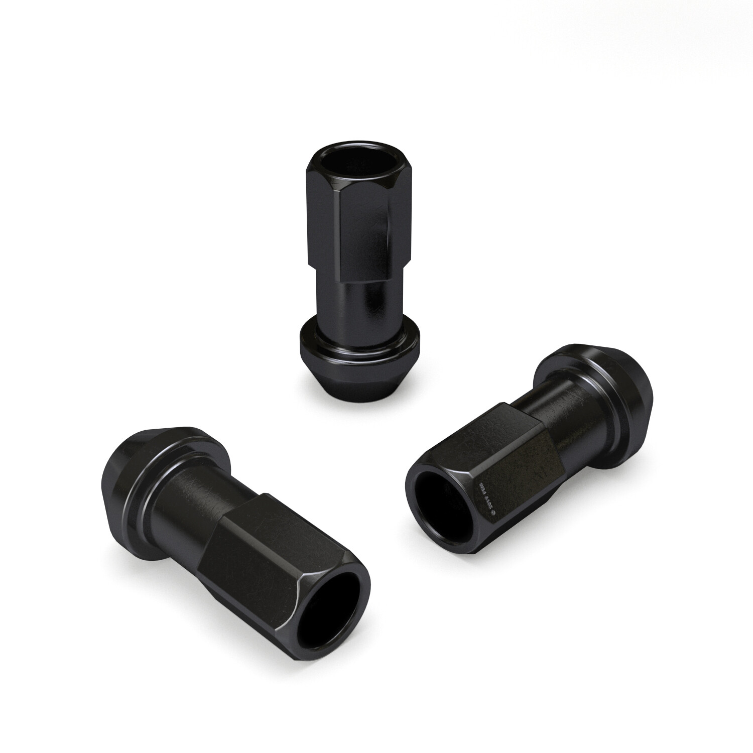 (20) 12x1.5 Black 45mm Extended Lug Nuts (1.8") Tuner Racing Cone Seat Open End