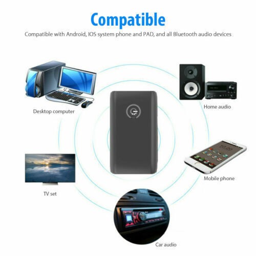 2 IN 1 Bluetooth 5.0 Transmitter Receiver Wireless Audio 3.5mm Jack Aux Adapter