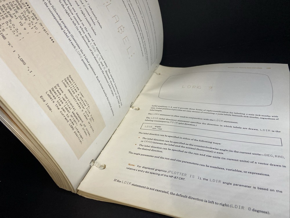 Hewlett Packard HP 86/87 Operating and BASIC Programming Manual Vintage