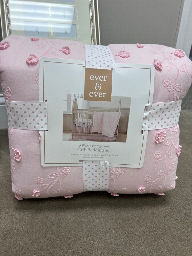 vintage rose crib 3 pc set