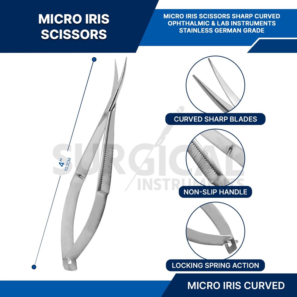 3 Pcs Micro Iris Scissors Sharp Straight Curved Angled Ophthalmic Instruments