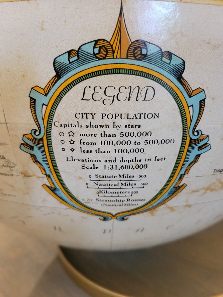Mid Century Modern Replogle 16 Inch World Globe