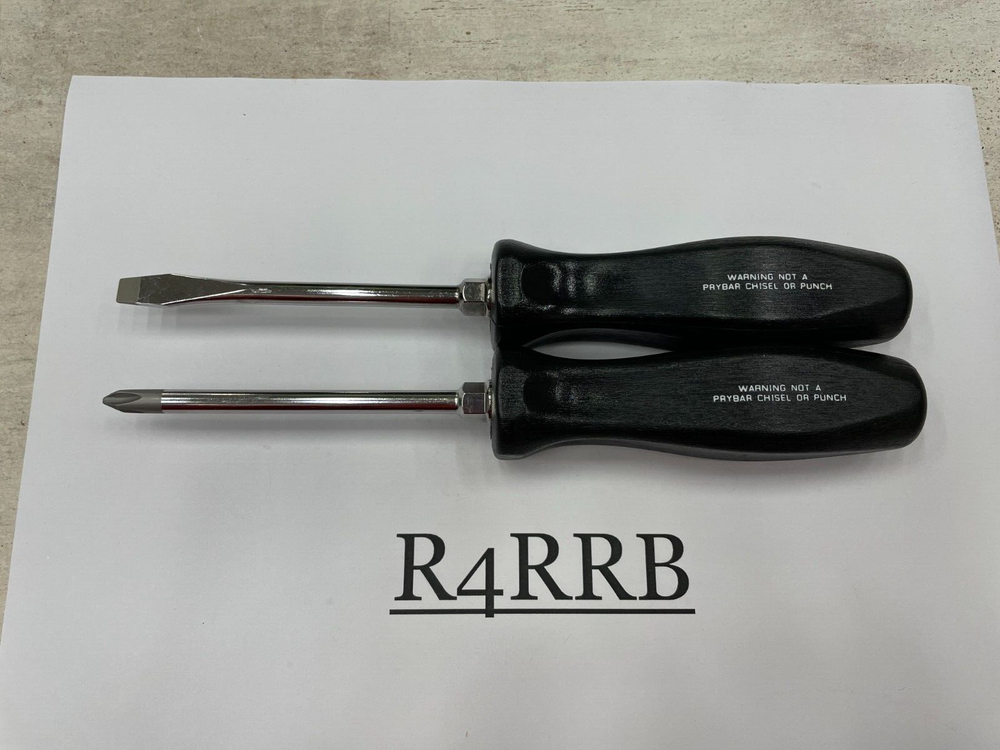 Snap-on Tools USA NEW 2pc BLACK Hard Handle Flat Phillips Head Screwdriver Set