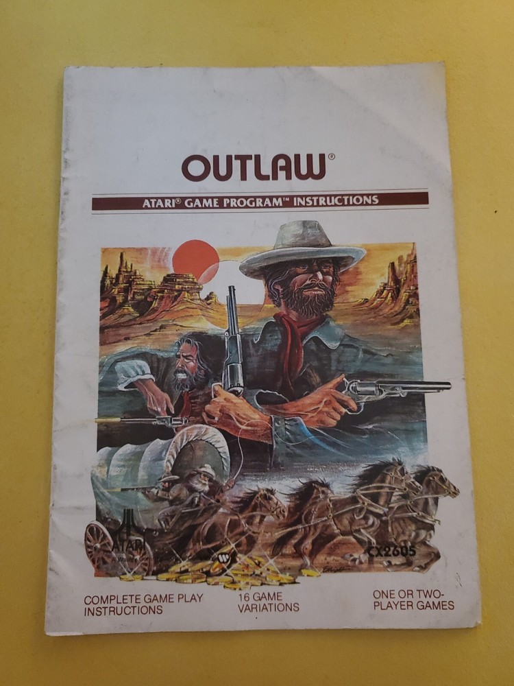 Outlaw Atari 1978 Program Instructions Manual CX2605