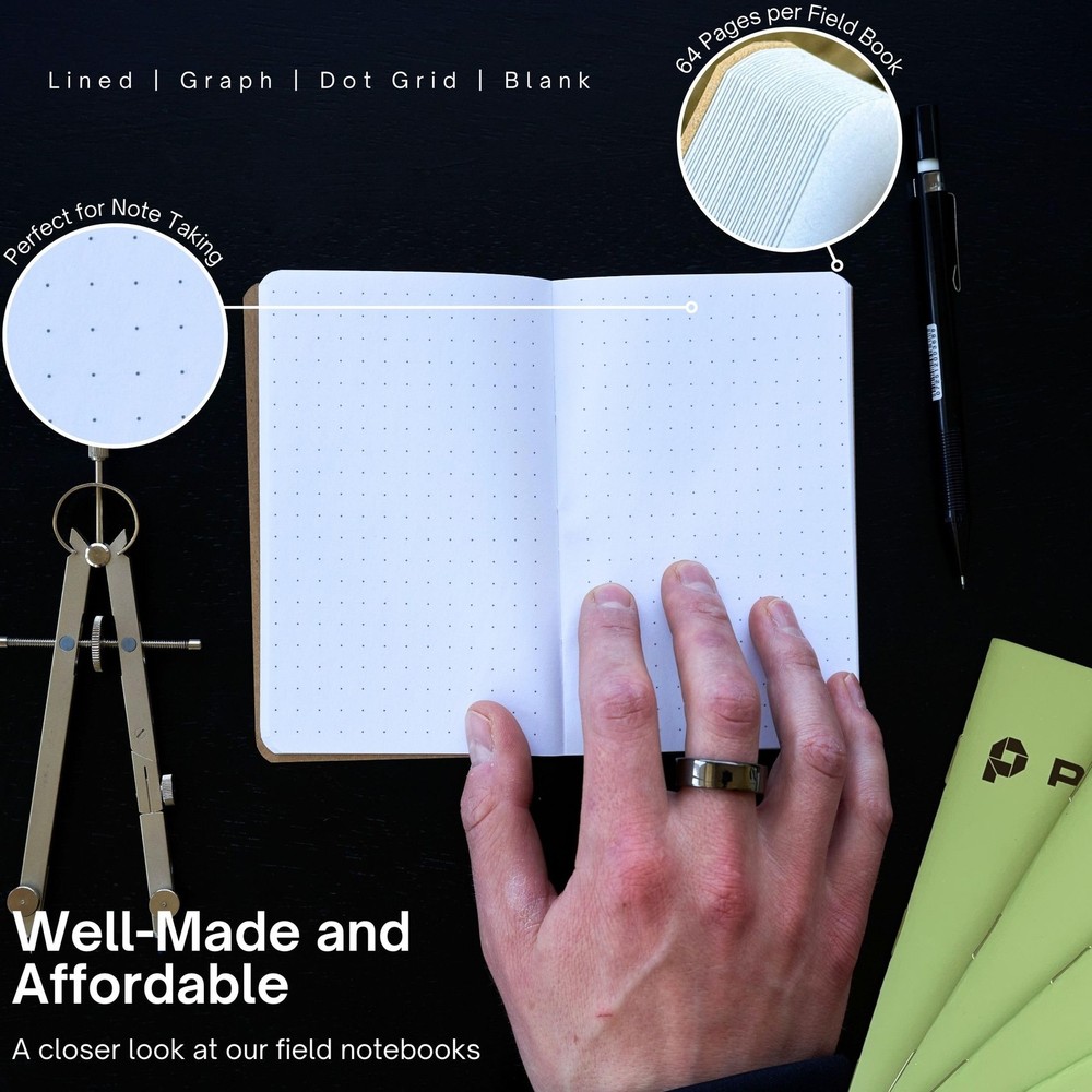 Portage Small Graph Notebook- Notepad for Field Notes, Green