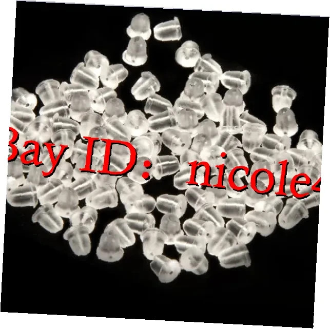 300PCS SILICONE EARRING BACKS SOFT CLEAR STOPPERS FOR STUD HOOP FISH HOOK 4MM