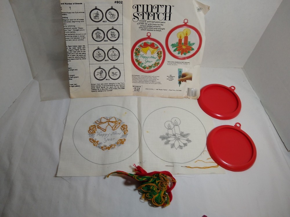 1981 Tint' N Stitch Ornaments Started Studio 12 makes 2