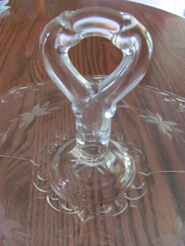 Handled Tray Server Tidbit Plate - Wheel Cut - Lead Crystal