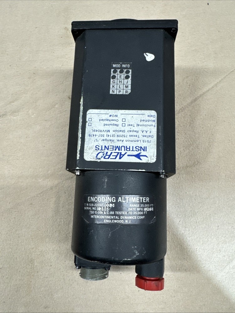 ENCODING ALTIMETER 519-22702-033 Intercontinental Dynamics Corp 35K Ft