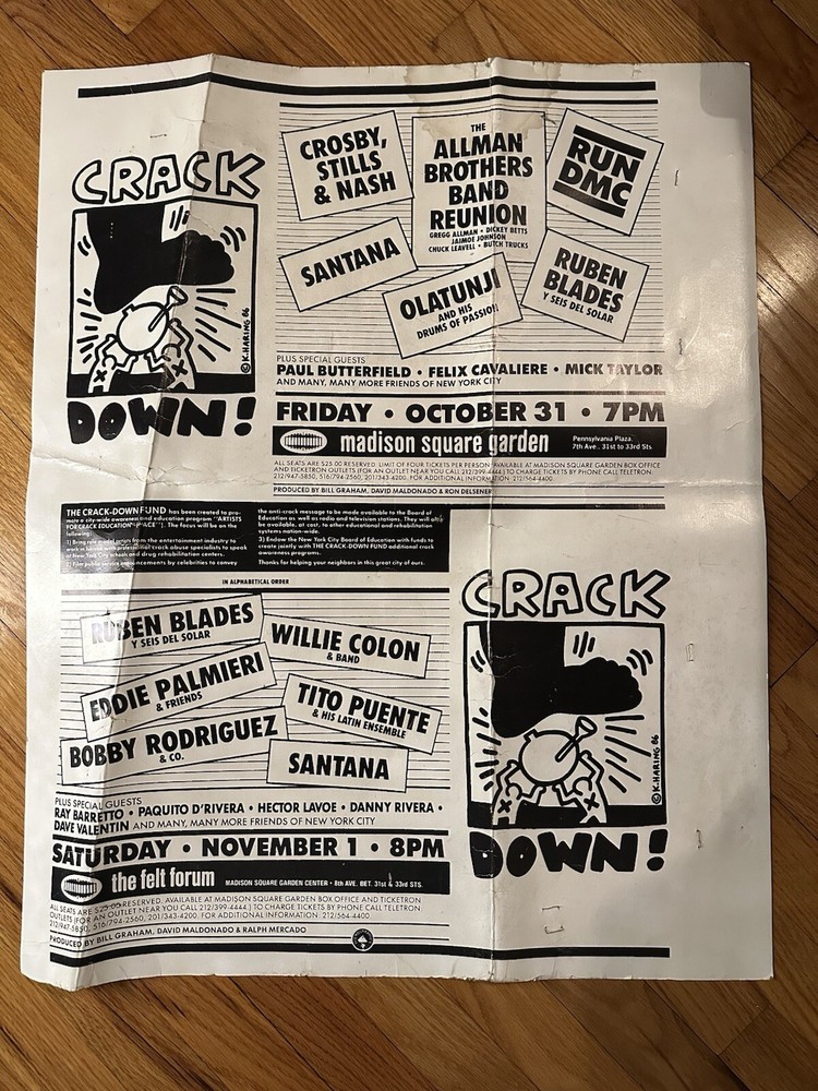 Crack Down Vintage Poster~ Keith Haring~ Bill Graham