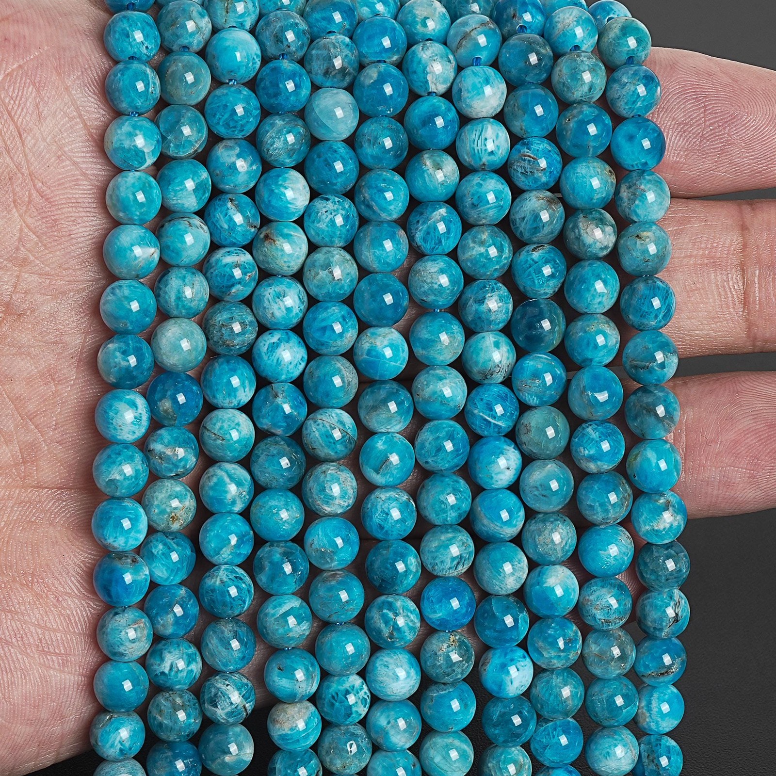 Blue Apatite Beads Natural Grade AA Gemstone Round Loose Beads 6MM 8MM 10MM
