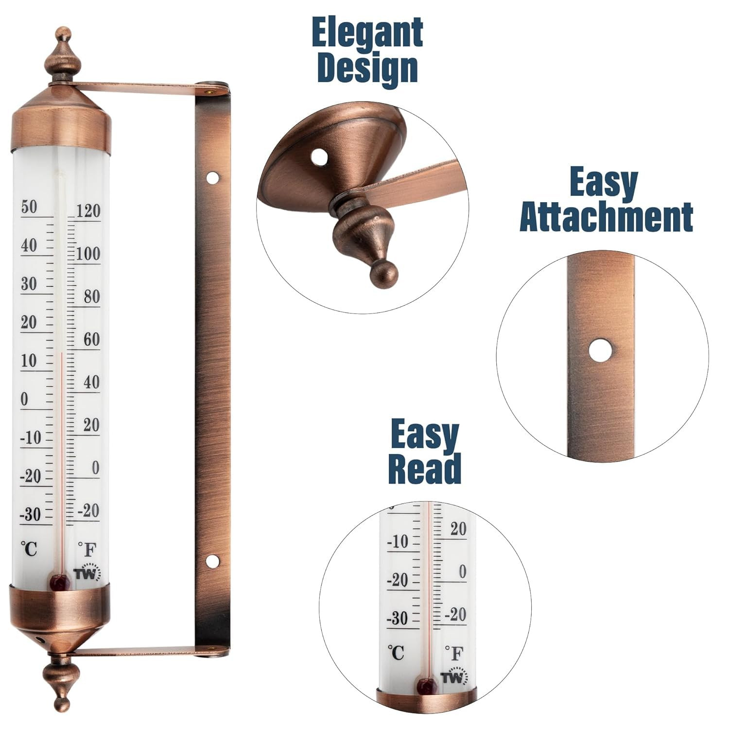 10 Inch Large Numbers Steel Outdoor Thermometer