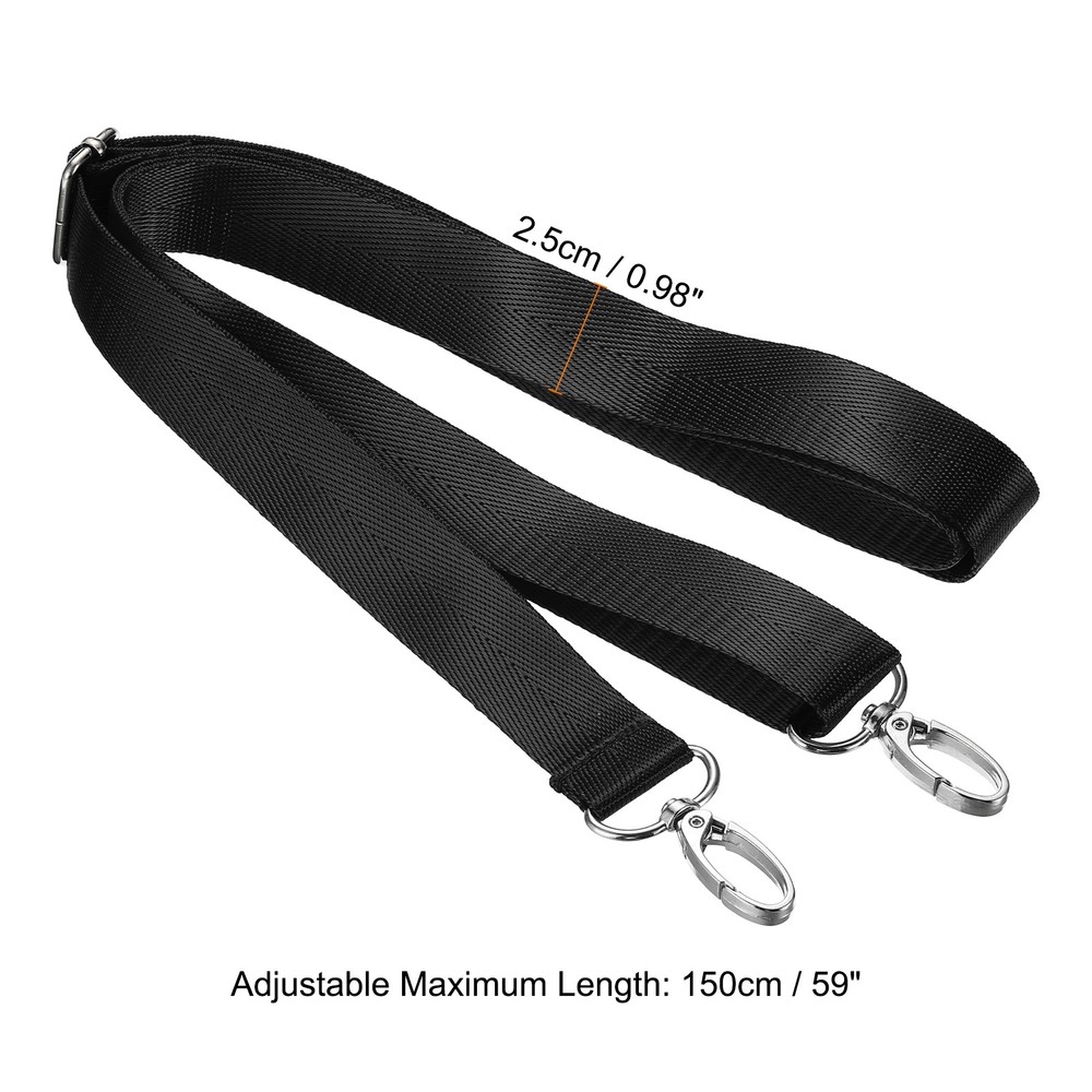 59" Shoulder Strap, 0.98" Width Adjustable Strap with Swivel Hooks, Black