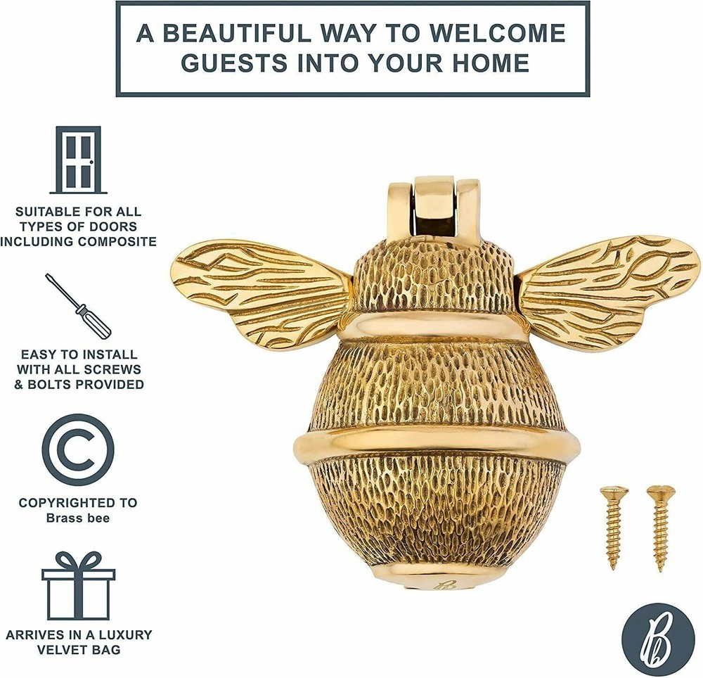 Michael Healy Bumblebee Door Knocker Solid Brass Handmade Design House Welcome