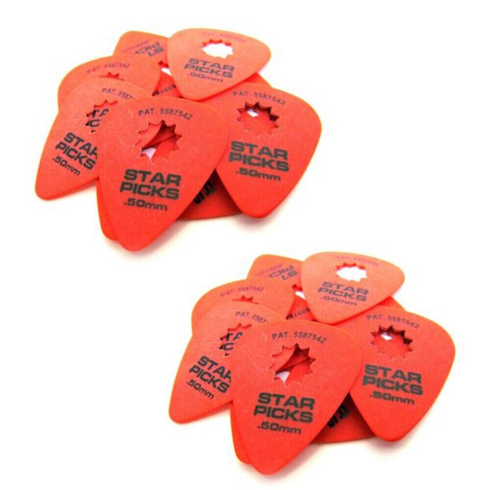 Everly Star Guitar Picks 24 Pack .50mm Super Grip Red