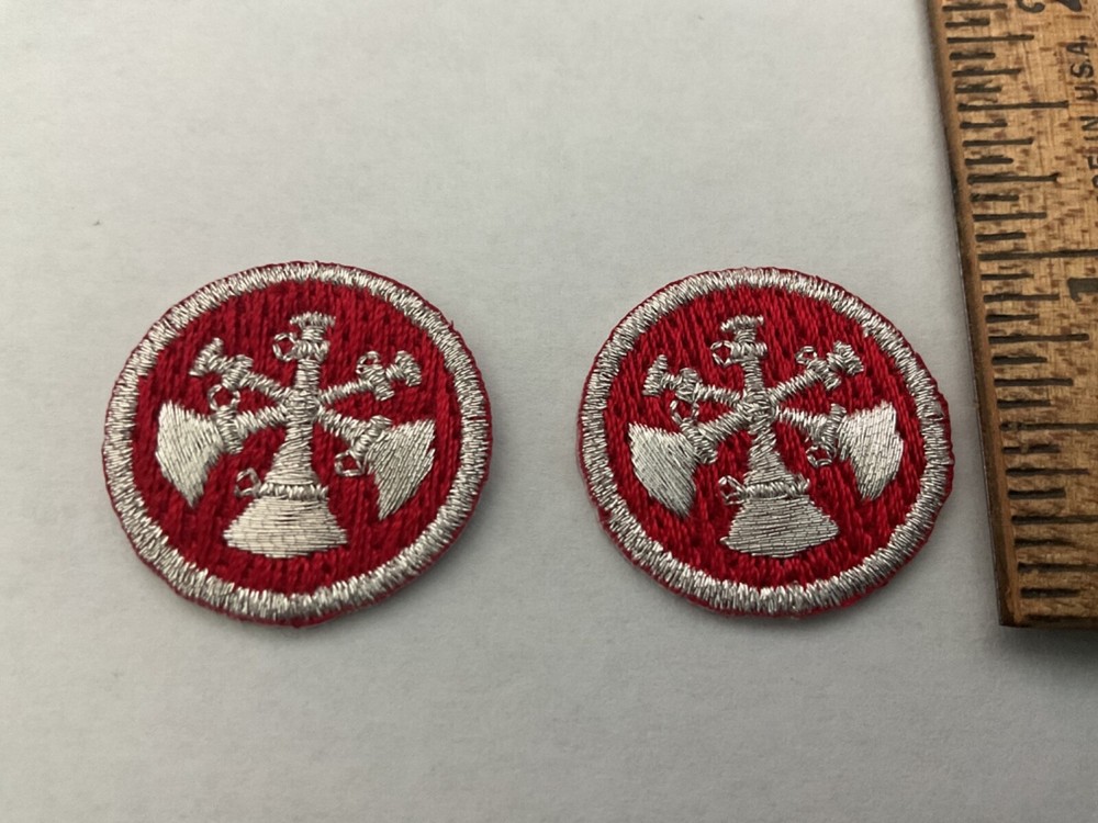 Assistant Chief  collar bugles  Red Embroidery/Silver  thread 3 bugles 1”inch