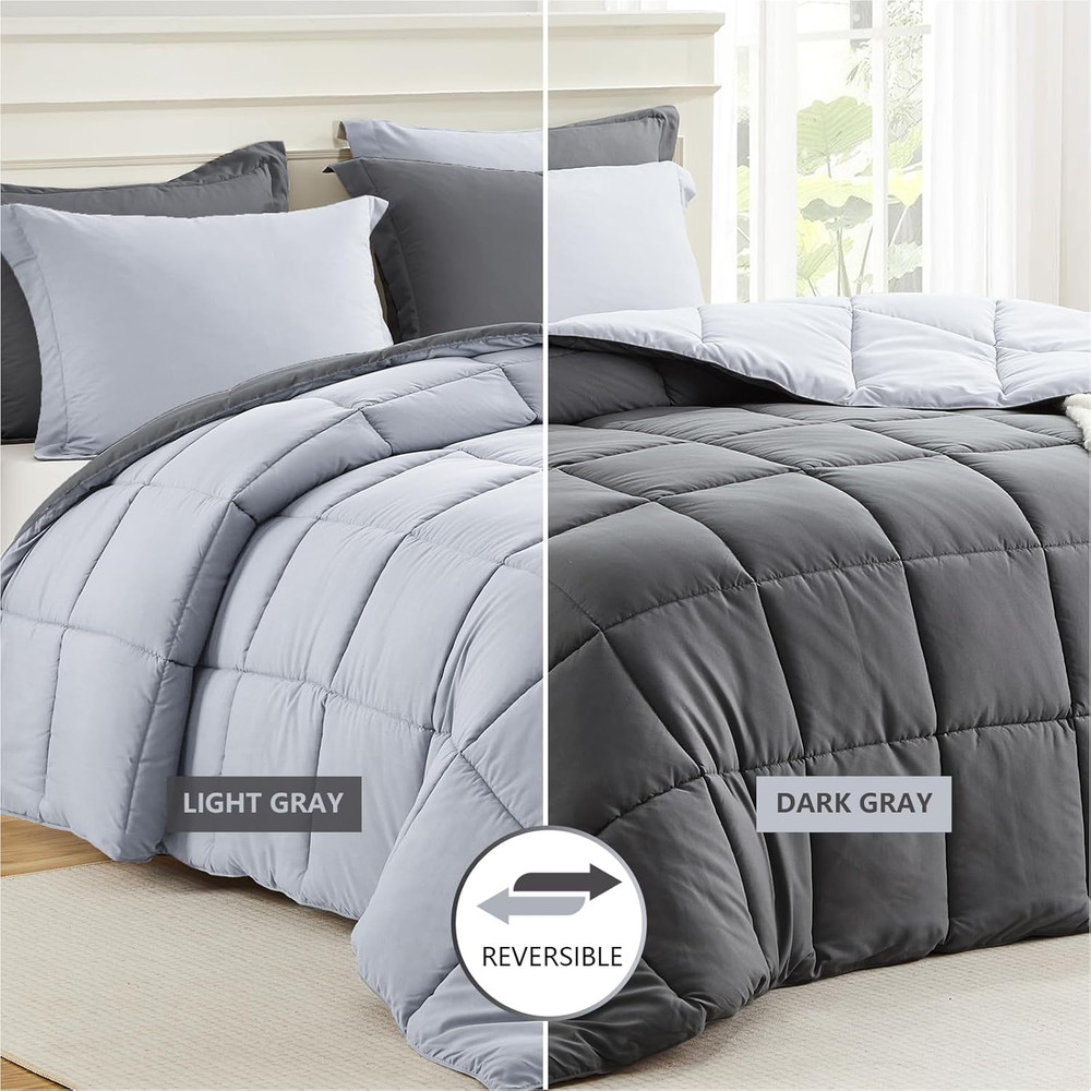 King Size Comforter Set Grey, Comforters King Size Bedding Sets, Lightweight Sof