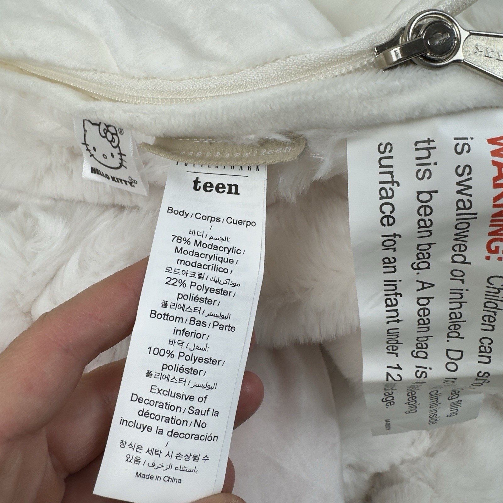 Pottery Barn Teen Hello Kitty Bean Bag Chair Slipcover Only Large Dust Spots OB