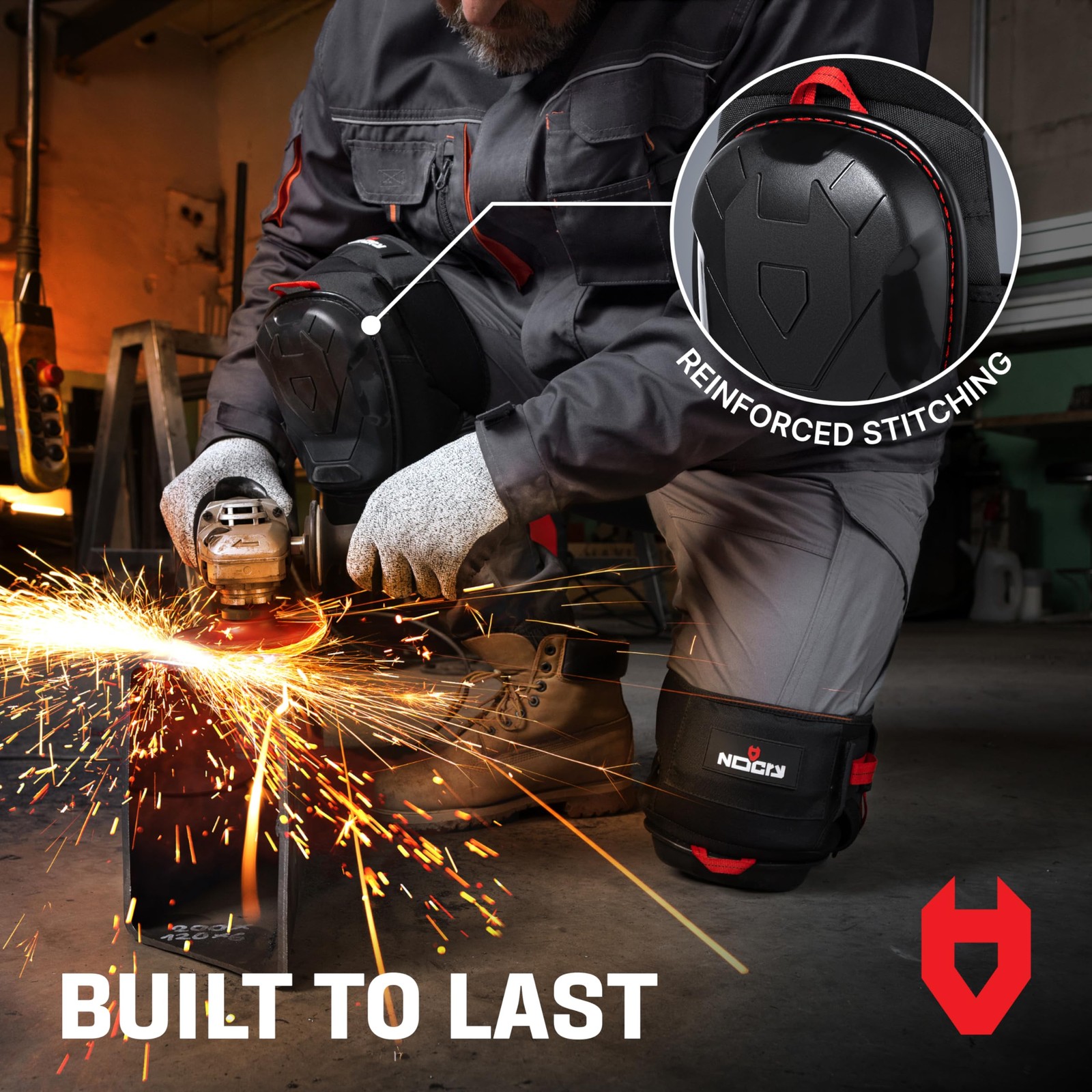 NoCry Professional Work Knee Pads, Ankle Support, Heavy-Duty, Construction, Men