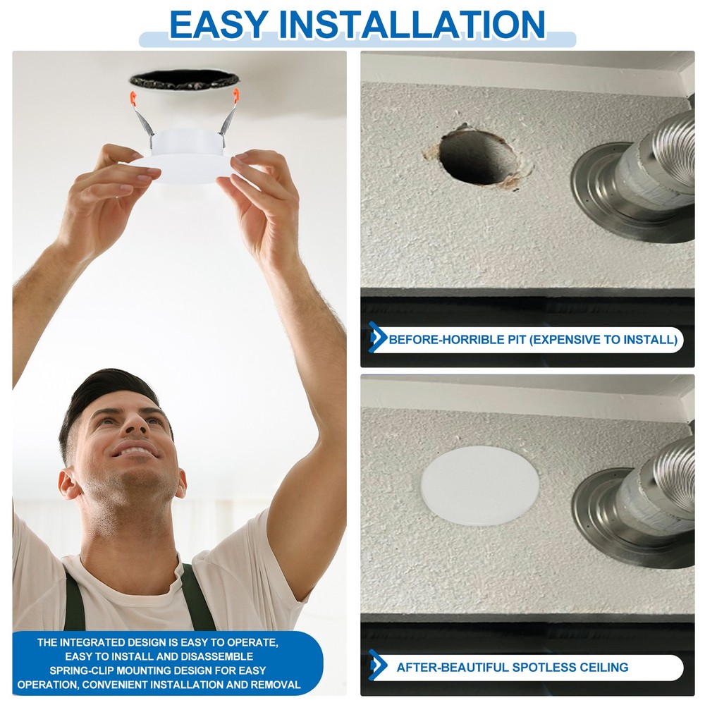 3Pack 3.7" Spring Ceiling Cover Plate for 2.2-3.4" Round Hole, Silver