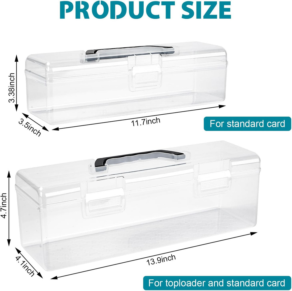 Trading Card Storage Box 2 Pack Large & Small Holder Cases for Toploader & Stand