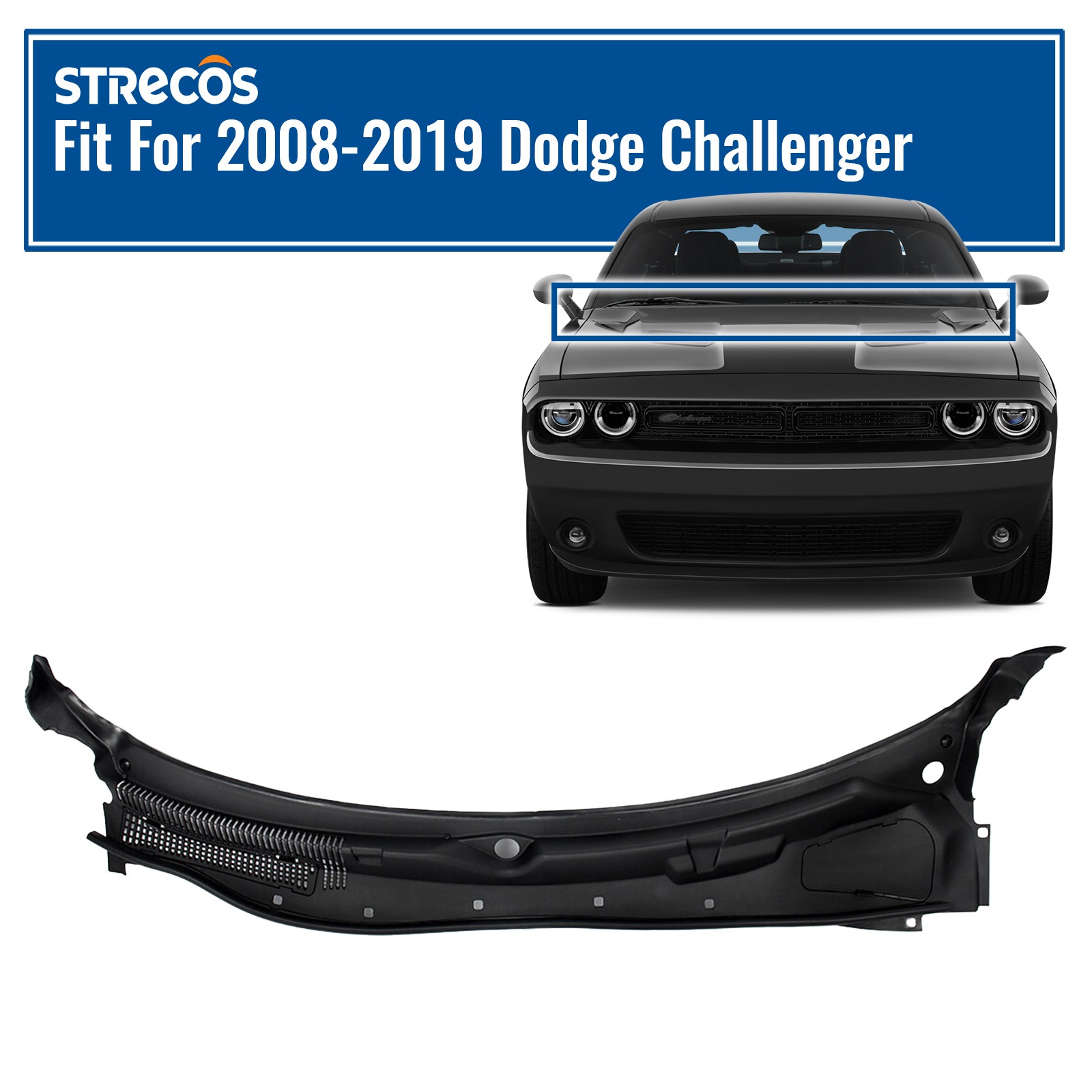 5028757AG Windshield Wiper Cowl Top Grille Panel For 2008-2019 Dodge Challenger