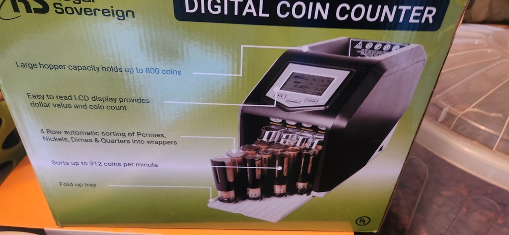 Royal Sovereign RCS-417-ADBK Digital Coin Counter Sorter Automatic Wrapper