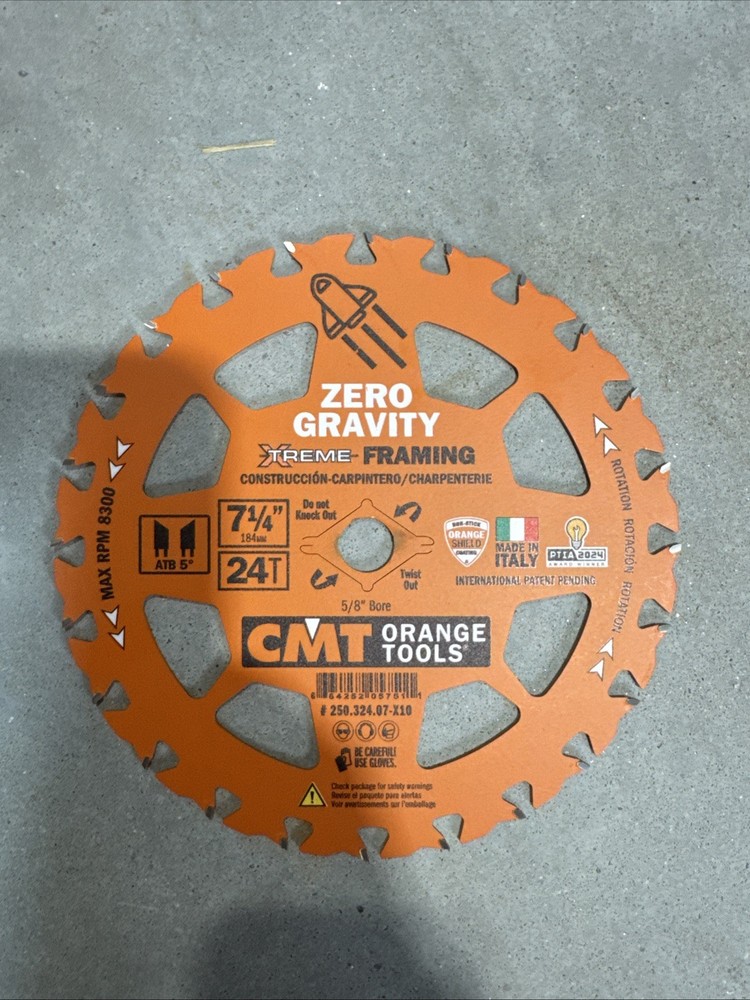 CMT 250.324.07 Zero Gravity 7-1/4” Framing Blade 10pc Pack