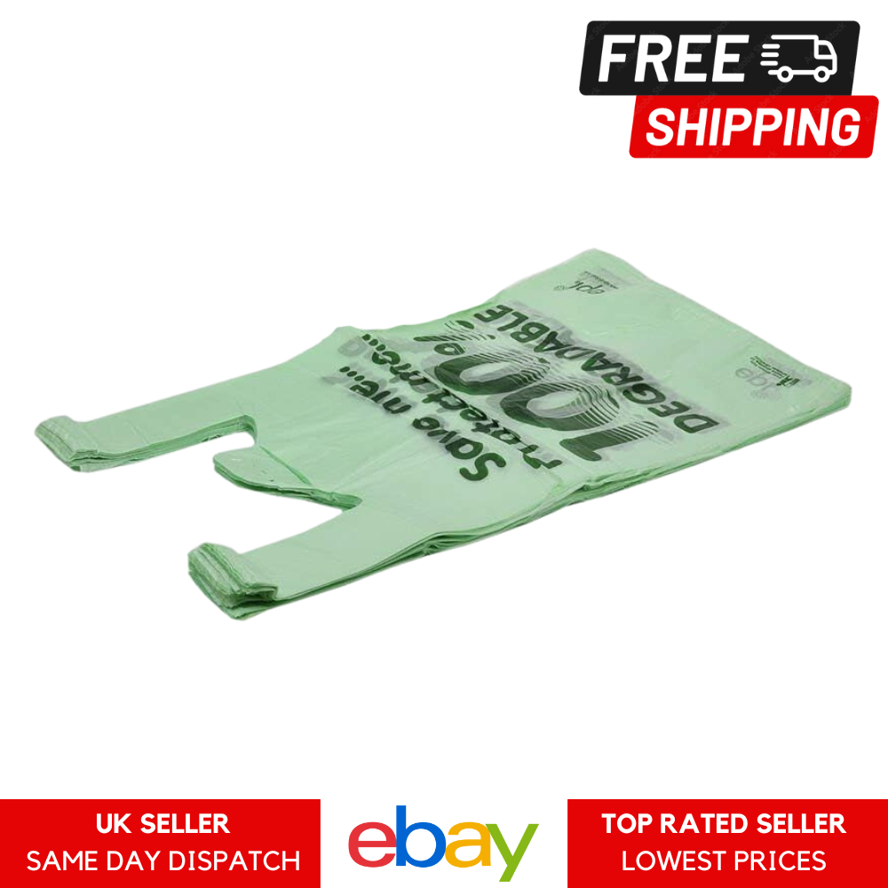 Oxo-Degradable Eco Plastic Shopping Vest Carrier Bags Large / X Large - Reusable