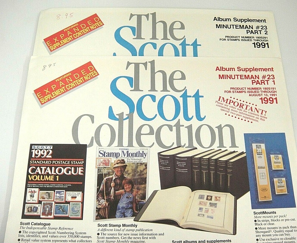 Scott 1991 United States Minuteman Stamp Supplement #23 Part 1 and 2 NOS