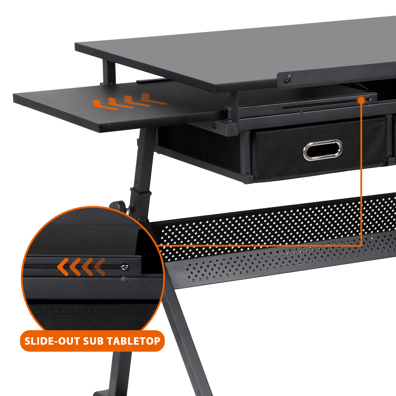 Drafting Desk for Artists Art Drawing Table w/Stool for Working Studying Black