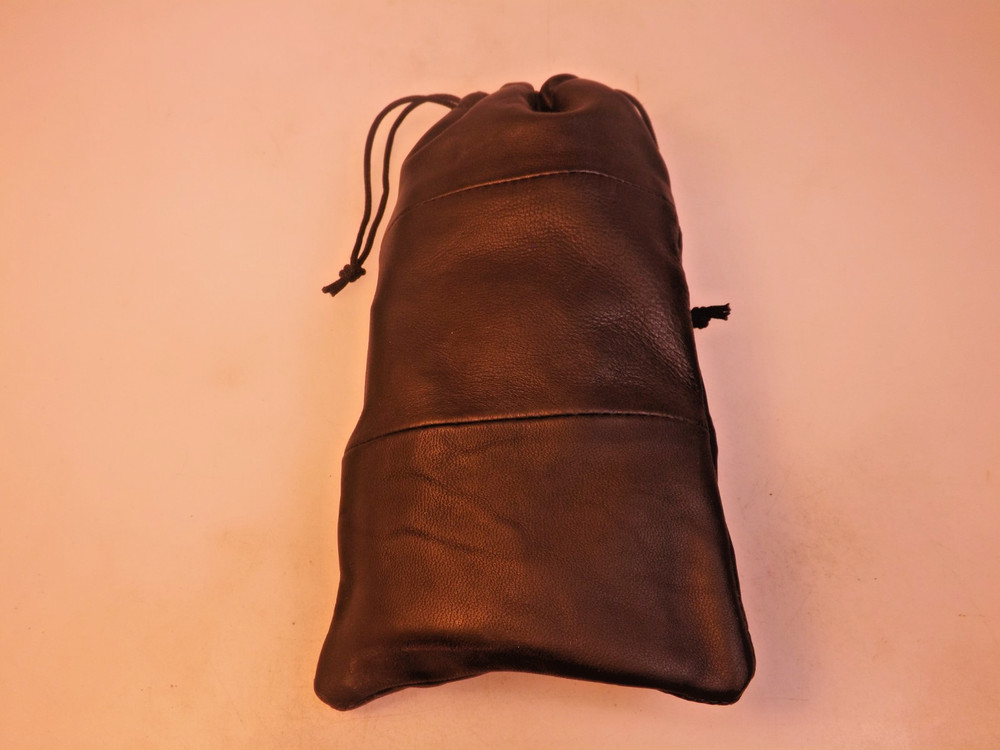 New Tim West Pipes Designer Plain Black Leather Pipe & Accessories DrawstringBag