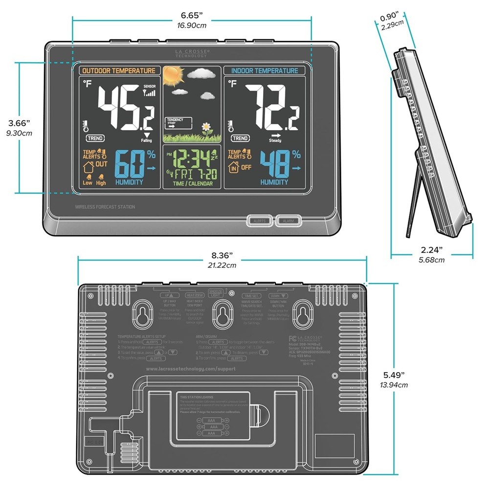 Advanced Wireless Weather Station: Full Color LCD, Atomic Time, 300ft Range