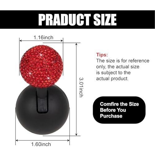 Bling Car Push Starter Button Cover, Rhinestone Auto Engine Joystick Red