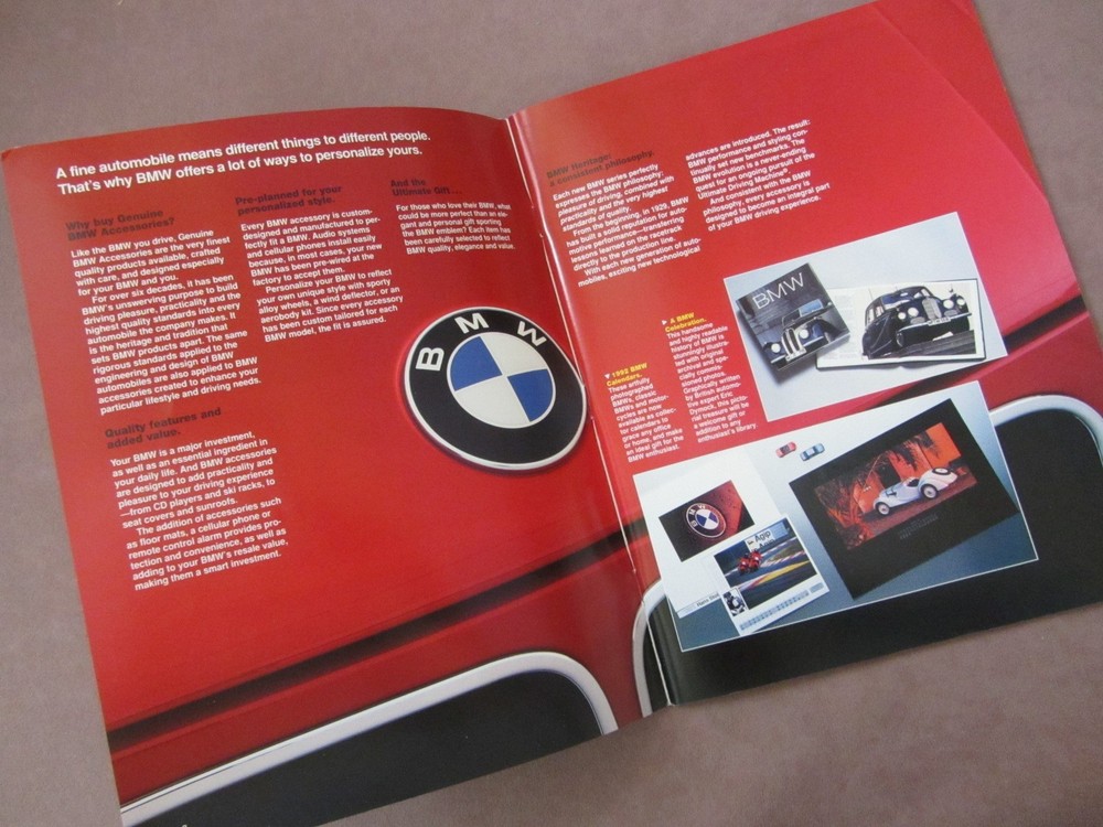 1992 BMW Automobile Accessories Catalog Customize Car Wheels Knobs Clothing +