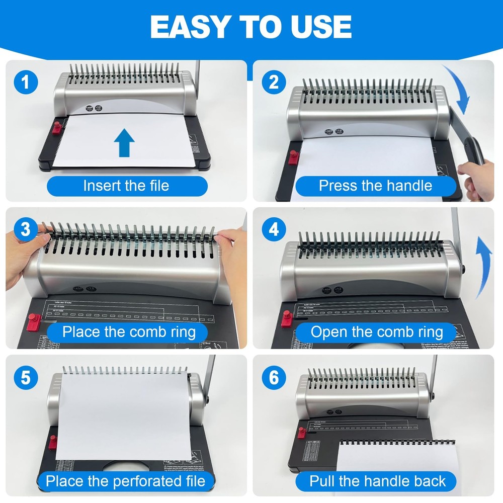 Plastic Comb Binding Spines 1/2 Inch Diameter 65 Sheet Capacity A4 Binding Comb